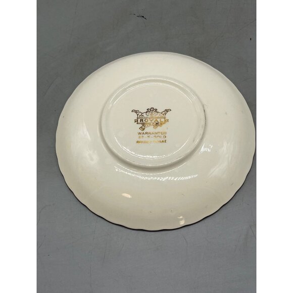 Royal China 22K Gold Golden Violet saucer violet flowers green leaves stems READ - Picture 3 of 5